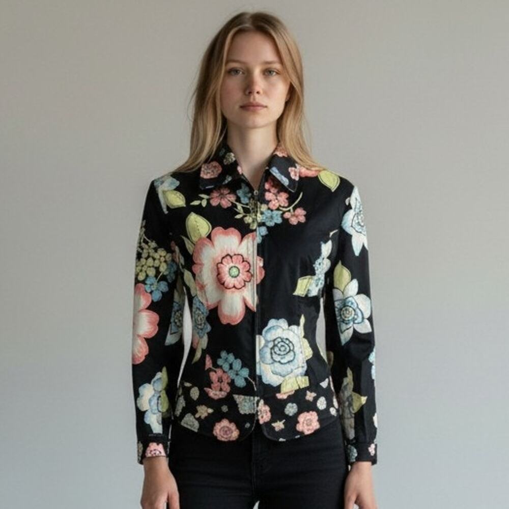 Drapers & Damons Womens PM Petite Black Floral Sequin Jacket Evening Dressy